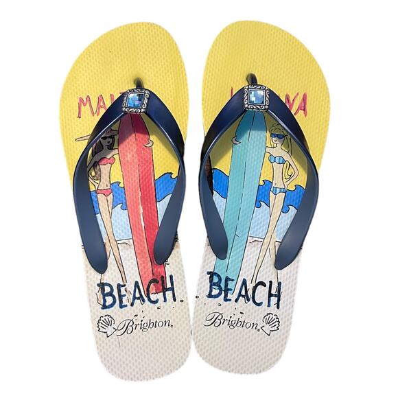 Brighton Shoes - Brighton Malibu Laguna Beach NWOT Jeweled Flip Flops